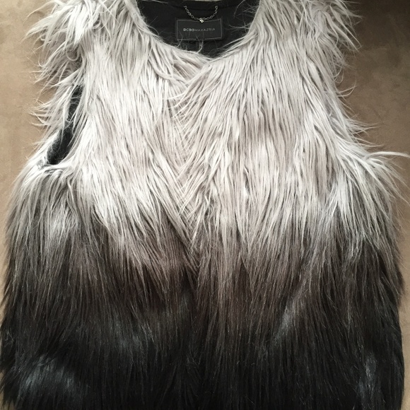 BCBGMaxAzria Black and Gray Ombre Faux Fur Vest - Picture 9 of 16